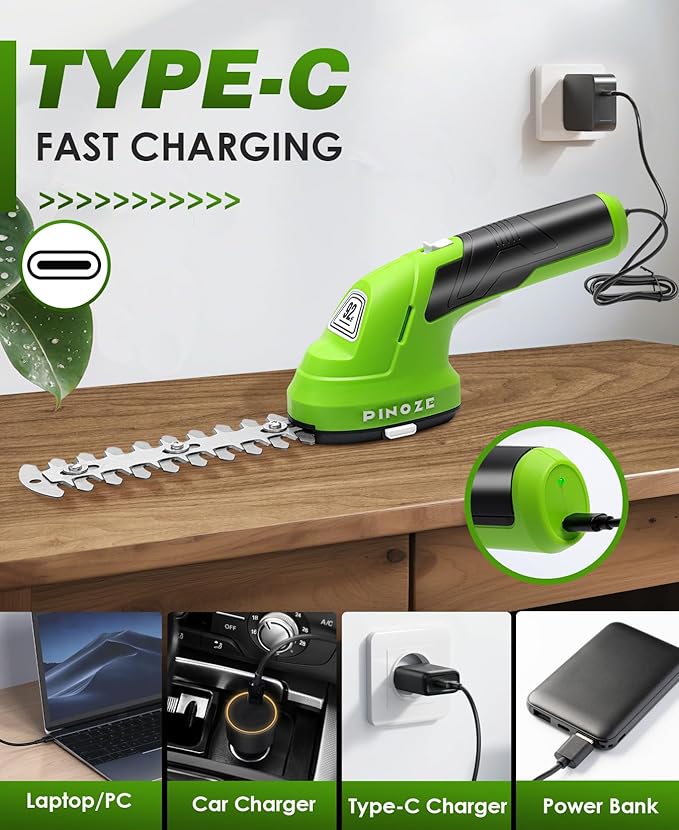 Cordless Grass Shear & Hedge Trimmer - 2 in 1 Handheld 7.2V Small Electric Bush Trimmer, 2.0Ah Rechargeable Battery Powered Shrub Trimmers Grass Cutter for Garden, Yard, Lawn Care