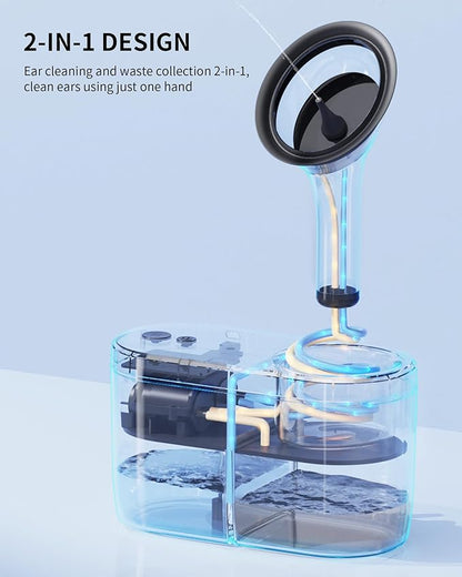 Water Powered Ear Cleaner, Electric Ear Wax Removal Kit, Ear Irrigation Kit with Sewage System and 4 Clean Mode, Safe and Effective Ear Flushing Kit for Adults with 3 Ear Tips - Black