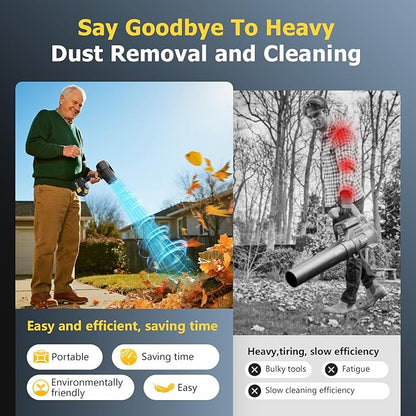 400,000RPM Handheld Leaf Blower Cordless with 2 Battery and Charger, 550CFM Lightweight Electric Cordless Leaf Blowers, 21V Battery Powered Leaves Blowers for Lawn Care, Patio, Car and Dus