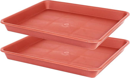 Plant Saucer Growing Tray, Seed Starter Tray Rectangular, Heavy Sturdy Plastic Planter Saucers Drainage Trays, Plant Drip Trays for Pots, Seed Starter Growing Pots (11 x 9 inch, 2 Pack)
