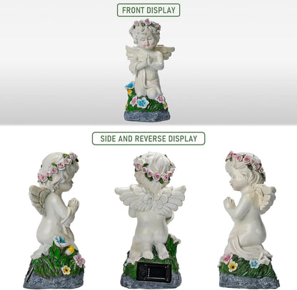 Angel Garden Decor Solar Angel Figurines with Flower Lights Birthday Gifts for Women Angel Statue for Patio Lawn Yard Balcony Home Decor