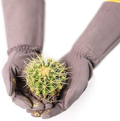 COOLJOB Thorn Proof Rose Pruning Garden Gloves for Women, Long Sleeve Padded Yard Work for Bush, Blackberry, Cactus, Heavy Duty/Puncture Resistant/Machine Washable, Large, Yellow