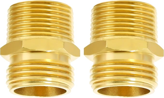 TAROSE 2 Pack Brass Garden Hose Adapter, Male to Male Hose Connector Adapter, GHT to NPT Adapter Hose Fitting,Brass Garden Hose to Pipe Fittings Connect