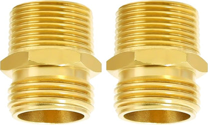 TAROSE 2 Pack Brass Garden Hose Adapter, Male to Male Hose Connector Adapter, GHT to NPT Adapter Hose Fitting,Brass Garden Hose to Pipe Fittings Connect