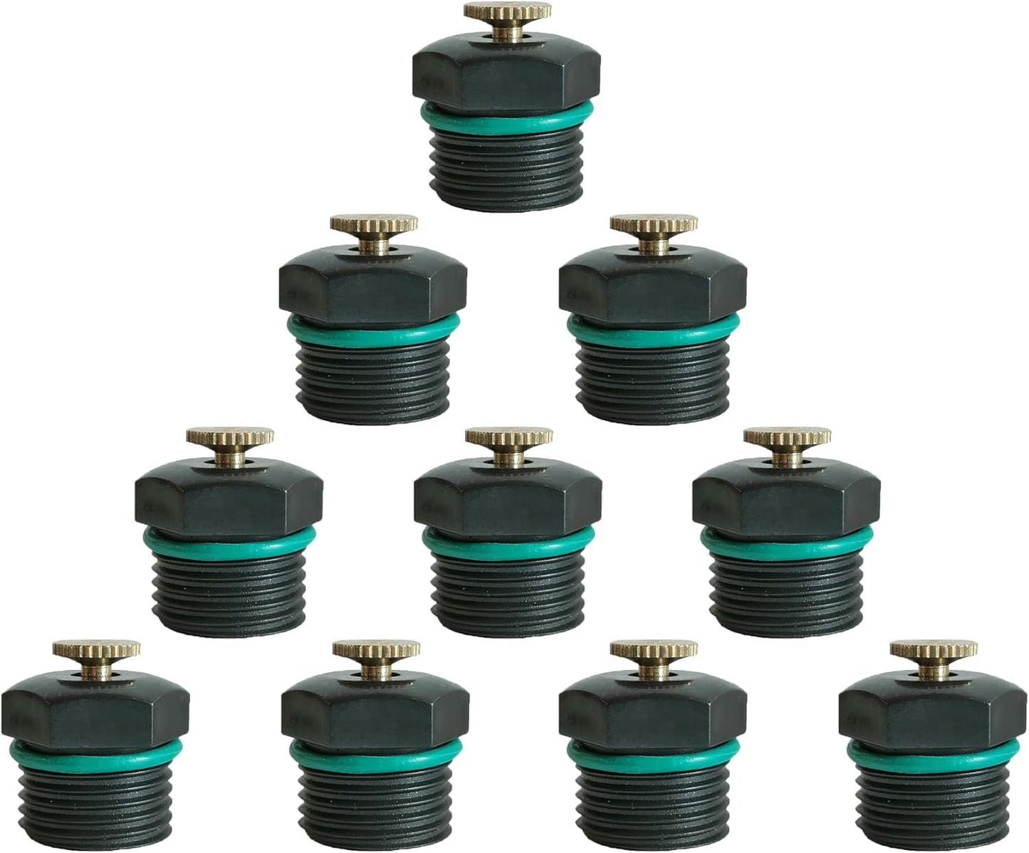 Garden Sprinkler Nozzles - Pack of 10, Durable Plastic 1/2 Inch Adjustable Misting Spray Heads, 360 Degree Full Circle Micro Spray for Lawn & Garden Irrigation(Green)