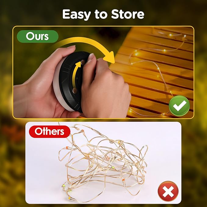 OGERY 2-Pack Camping String Lights, 4 in 1 Quick Storage 32.8FT Rechargeable Tent Lights String with 8 Lighting Modes, Hanging Waterproof Portable LED Lamp for Outdoor Patio Awning Party Essentials