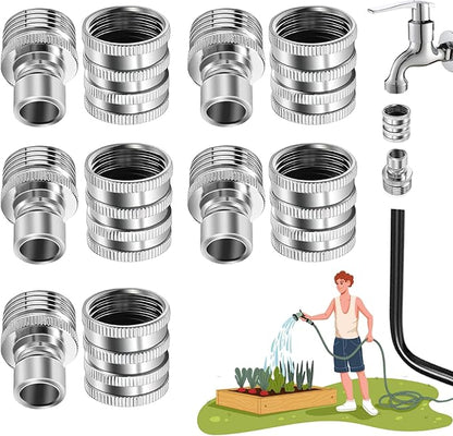 2025 New Stainless Steel Garden Hose Quick Connect Fittings Set, 3/4 Inch GHT Water Hose Quick Connect Fittings, Heavy Duty Quick Release Connector For Hoses And Sprayers (5*Pcs)