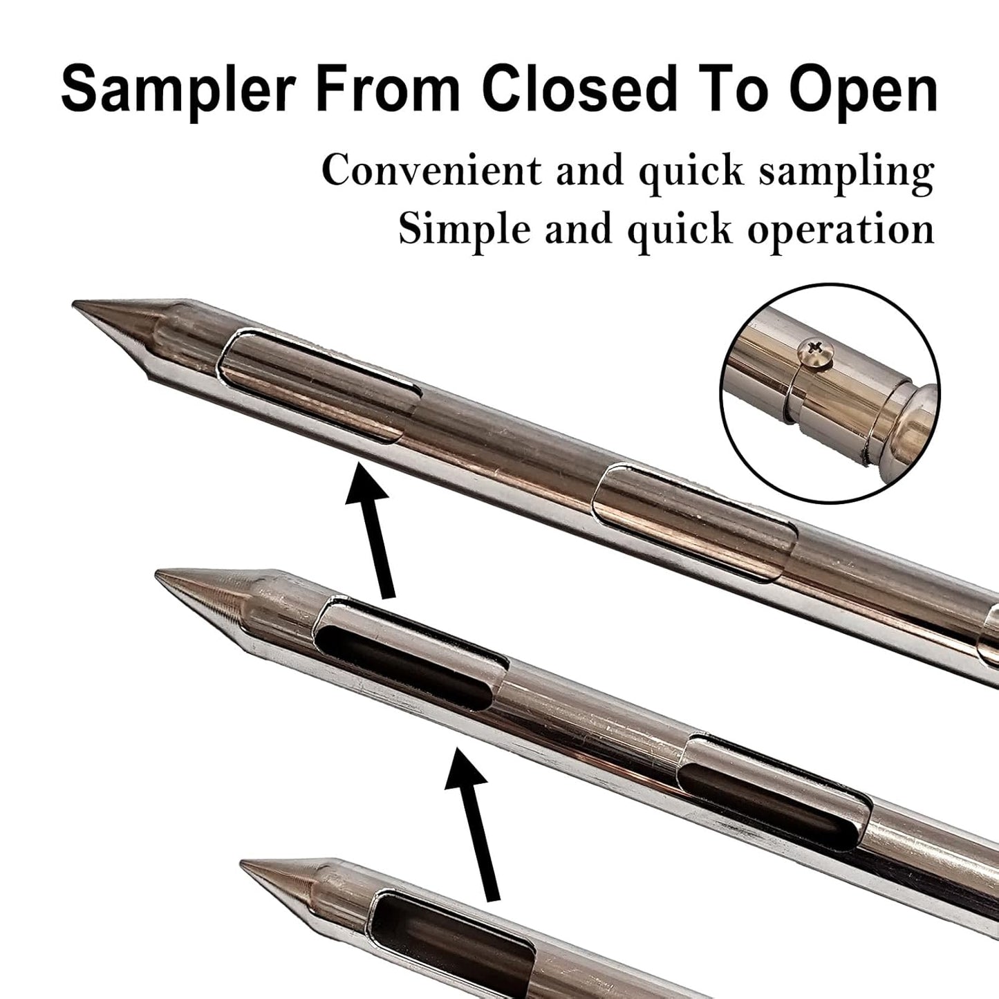 Powder Sampler, Stainless Steel Three Zone Grain Probe Sampler, 20 in. Length x 1 in (3slots)