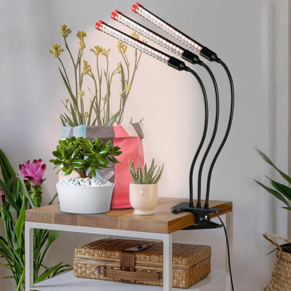 Gamechanger! 27W Power Home Plug, NOT 10W Adapter, FECiDA 3Head Clip Grow Lights for Seed Starting with Timer, Enough Bright Like Sun Full Spectrum Grow Lights for Indoor Plants, Bonsai, Seedlings