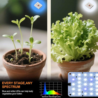 DOMMIA Grow Light, 20W Ultra-Thin Panel Grow Lights for Indoor Plants, High PPFD Full Spectrum, Dimmable, 6/12/16H Timer Auto on/Off, Suitable for Indoor Growing, Warm White 1-Pack