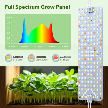 Full Spectrum Grow Lights, 24W Plant Grow Lights for Indoor Plants with Daisy Chain Function, Sunlike Spectrum, 384 LEDs and 4/8/12/16/20H Timer for Seed Starting(Pack2)
