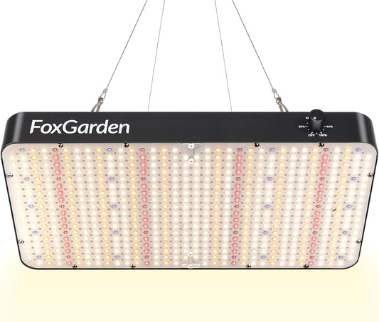 FOXGARDEN Upgrade 6000 Lumen LED Grow Light, Full Spectrum Hanging Plant Light with 5 Dimmable Settings, Dual Built-in Fans, and Extended-Length Design, Ideal for Seed Starting and Indoor Growing