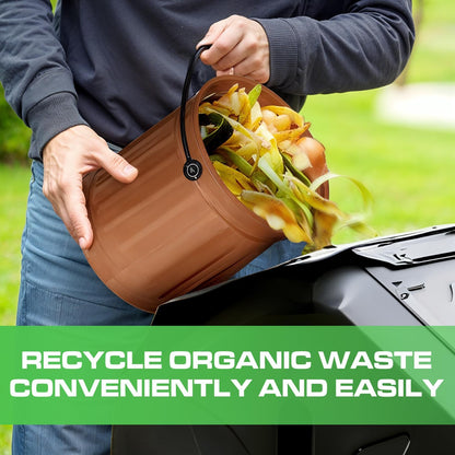 Plexon Countertop Compost Bin Kitchen Indoor, with Lid, Copper 1.5 Gallon Odorless Kitchen Compost Container, Steel Food Bucket Pail with Charcoal Filter, Bronze