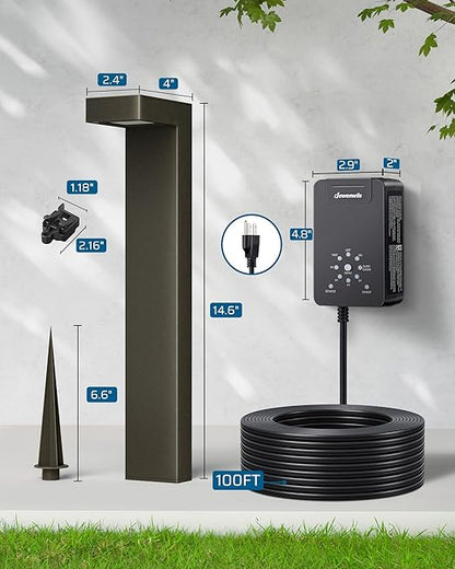 DEWENWILS 12V Landscape Lighting kit, 1x120W Transformer with Dusk to Dawn Photocell Sensor+8x3.2W Aluminum Low Voltage Pathway Lights, 100FT Wire+8 Pack Connector for Patio Yard Garden