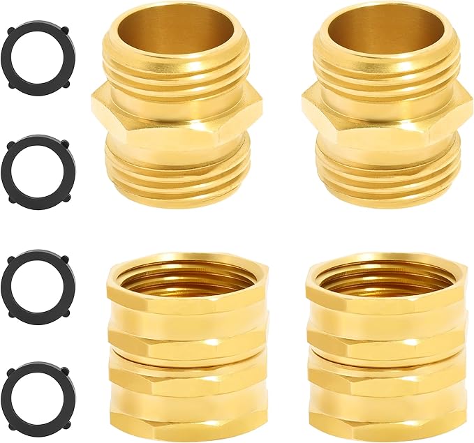 TAROSE 4 Pack Brass Garden Hose Adapter, Male to Male Hose Adapter Connector, GHT to NPT Adapter Hose Fitting,Brass Garden Hose to Pipe Fittings Connect