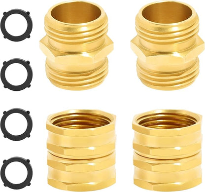 TAROSE 4 Pack Brass Garden Hose Adapter, Male to Male Hose Adapter Connector, GHT to NPT Adapter Hose Fitting,Brass Garden Hose to Pipe Fittings Connect