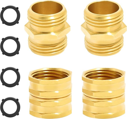 TAROSE 4 Pack Brass Garden Hose Adapter, Male to Male Hose Adapter Connector, GHT to NPT Adapter Hose Fitting,Brass Garden Hose to Pipe Fittings Connect