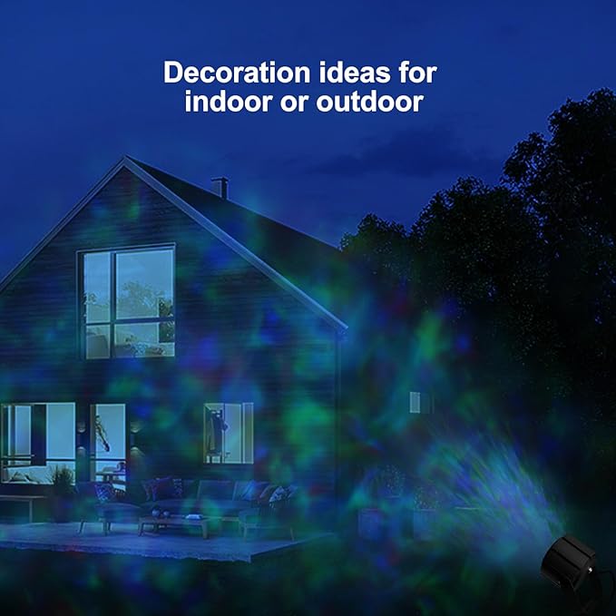 Ocean Wave Projector Light, 150W RGBW Color Changing Water Wave Light, LED Water Ripple Effect or Flame Fire Effect, Use for Ceiling, Wall, Garden, Party, Holiday