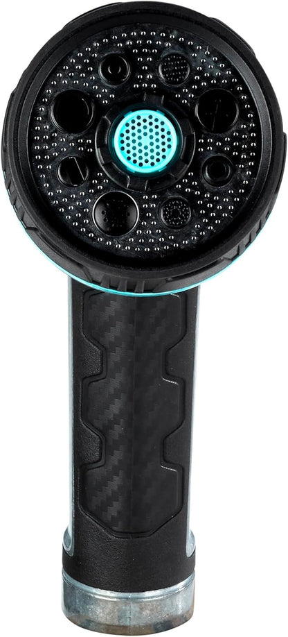 Heavy Duty High Pressure Metal 8 Pattern Hose Nozzle 500011 with Thumb Control and Extended Handle Comfort Grip by New England Garden Tools for Cleaning, Watering Plants & Yards, Washing Cars & Pets
