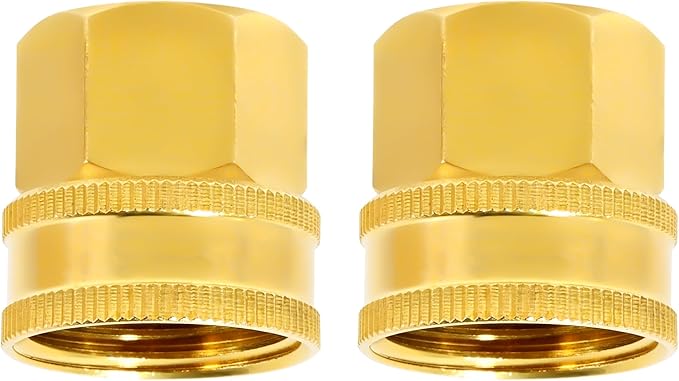 TAROSE 2 Pack Brass Garden Hose Adapter, Female to Female Hose Adapter Connector, GHT to NPT Adapter Hose Fitting,Double Brass Garden Hose to Pipe Fittings Connect