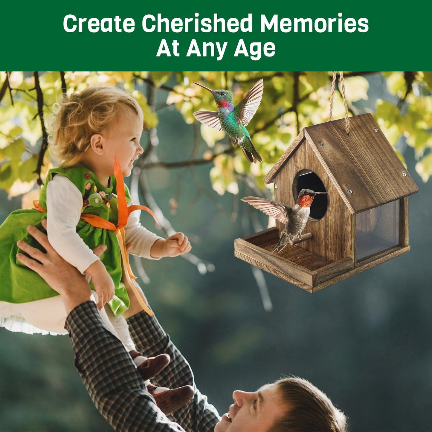 Hummingbird House for Outside Hanging, Wooden Hummingbird Gifts Nest, Ideal Birdhouses for Outdoors, Hummingbird Gifts for Garden Lovers, Great Home Decoration