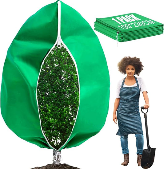 Large Tree Covers for Winter Plant Covers Freeze Protection, 74.8"X 90.5" Frost Covers for Outdoor Plants with Zipper Drawstring, Winter Cold Weather Frost Blankets Shrub Jacket Cover Bags