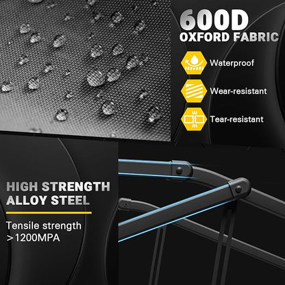 LEVELEVE Heavy Duty Folding Wagon - 2-in-1 Collapsible Cart, 400lb Capacity, All-Terrain Wheels w/Brakes & Side Pockets (Black)