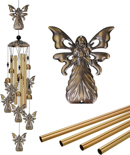 Bronze Angels Wind Chimes Decor, Mobile Blessing Wind Bells Decorate, Sympathy Wind Catcher, Memorial Gifts for Mom,Grandma,Woman (Housewarming/Outside/Indoor/Home/Room/Porch/Yard/Garden Decoration)