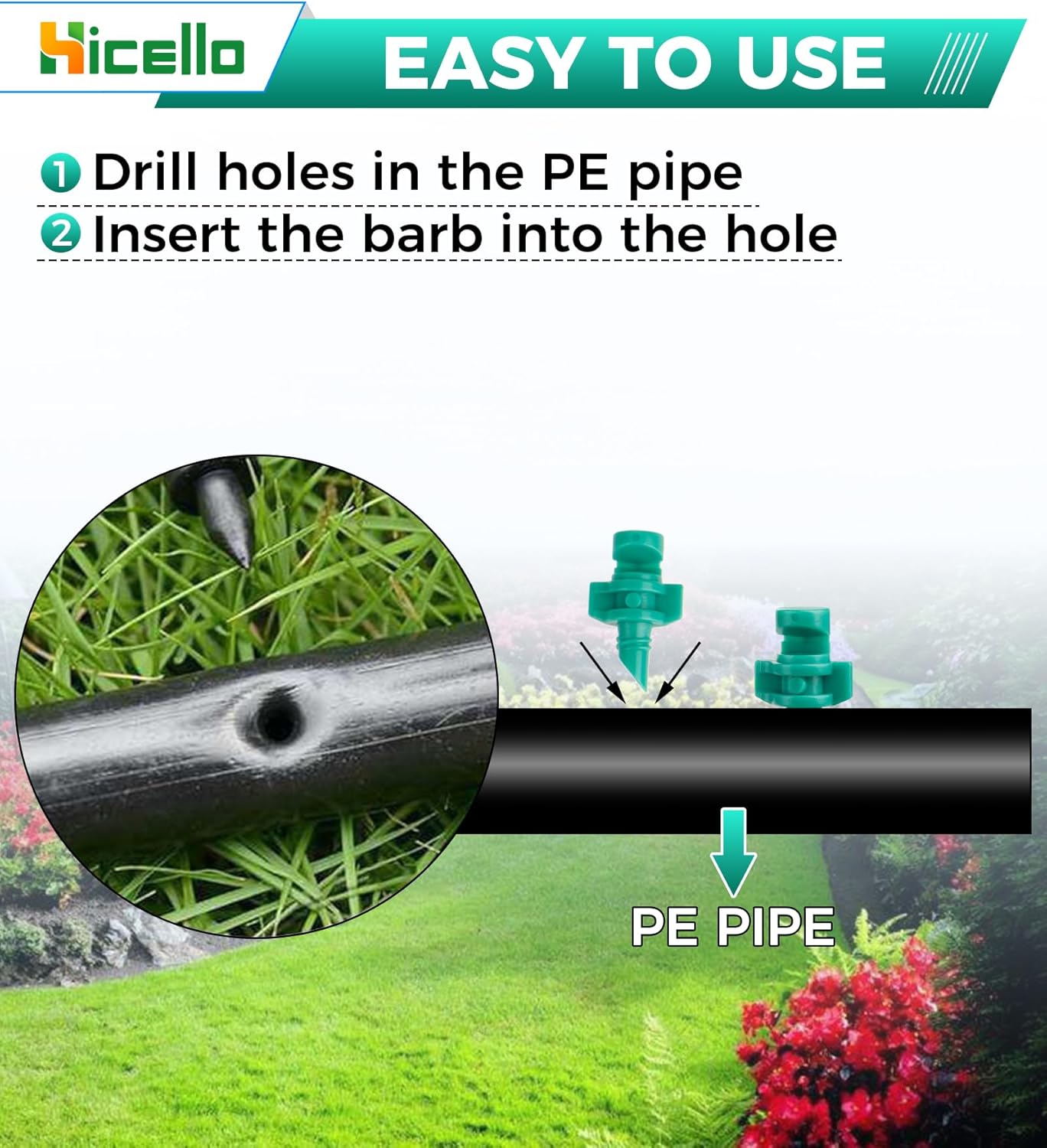 100PCS 180 Degree Misting Nozzle Irrigation, Sprinklers Sprayer for Garden Irrigation System, Micro Sprayer Refraction Automizing Drippers