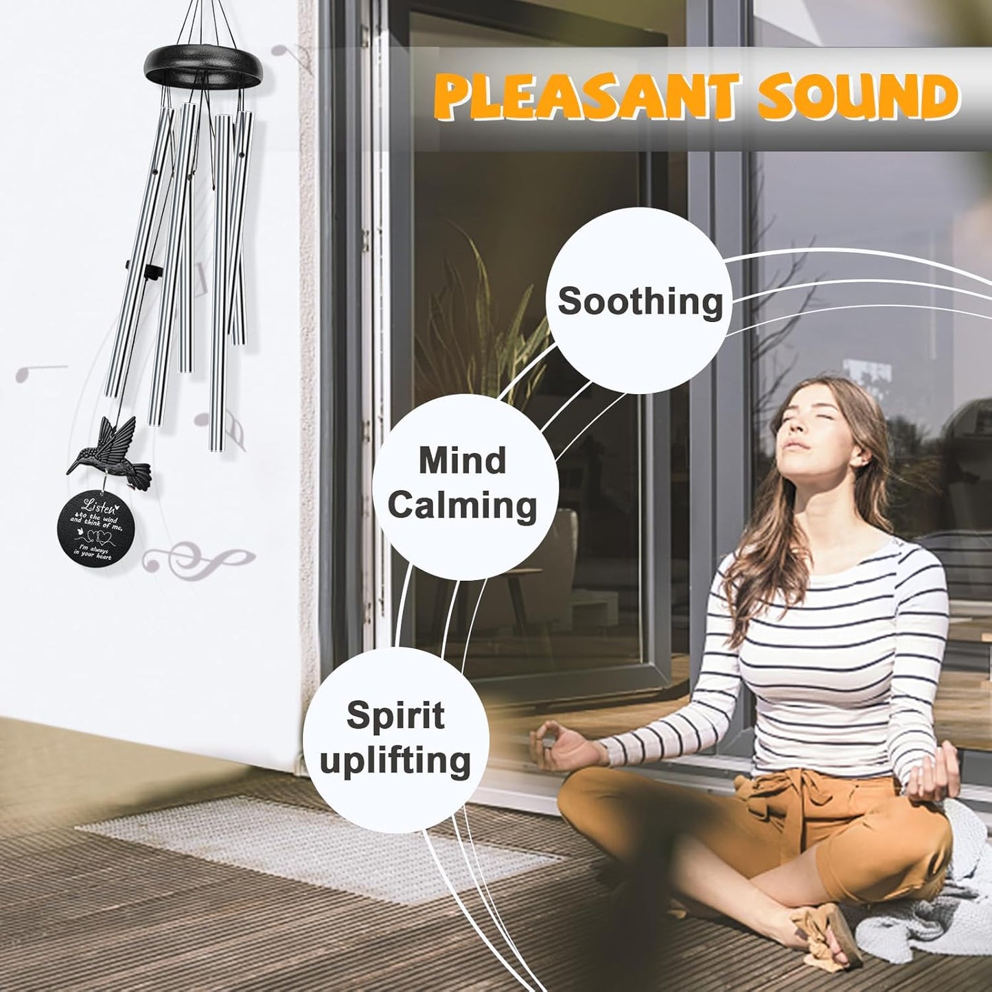 Sympathy Wind Chimes for Outside Deep Tone, Memorial for Loss of Loved One Prime, Bereavement Condolence Remembrance Funeral Gifts for Grieving Friends Loss of Mother Father