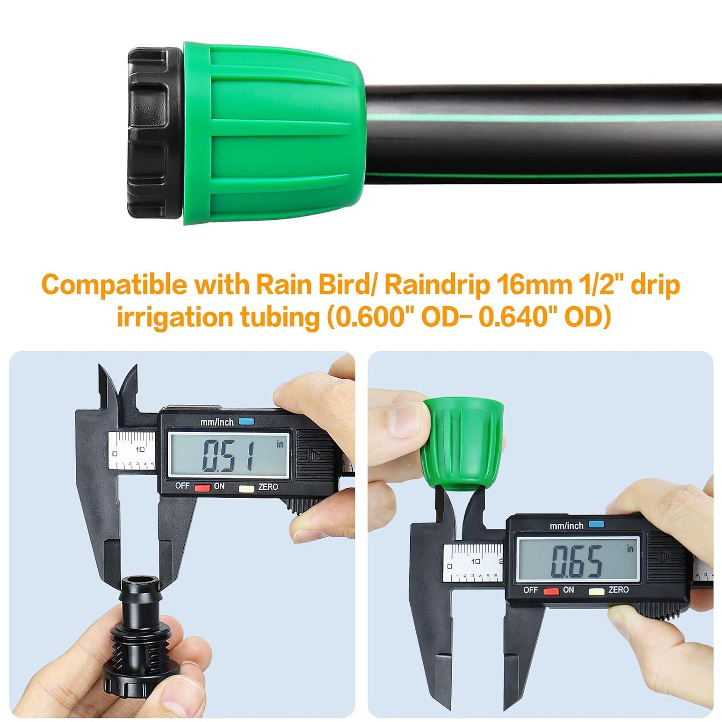 Drip Irrigation 1/2" End Cap Fittings：1/2 Inch Drip Line Lock Barbed End Plug Connectors for Drip Irrigation Tubing (1/2" ID x 0.640" OD) Anti-Drop Drip Irrigation Parts (12 Pieces)