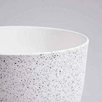 Large Flower Pots 12/10/9 inch, Set of 3 Modern Decorative Plastic Planters with Drainage Holes and Saucers for Garden House Plants, Plant Pots for Indoor Outdoor Plants, Speckled White