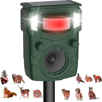 2025 Upgraded Solar Ultrasonic Animal Repellent Outdoor – Motion Activated Deer, Squirrel, Cat, Raccoon, Dog & Bird Deterrent Ultrasonic Sweep for Yard, Garden, Farm