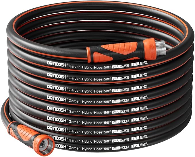 75FT Garden Hose Heavy Duty x 5/8", Lightweight Flexible Water Hose with Nickel-plated Fittings, Kink-Free, Leak-Proof, Easy Storage for Yard Lawn Care Male to Female