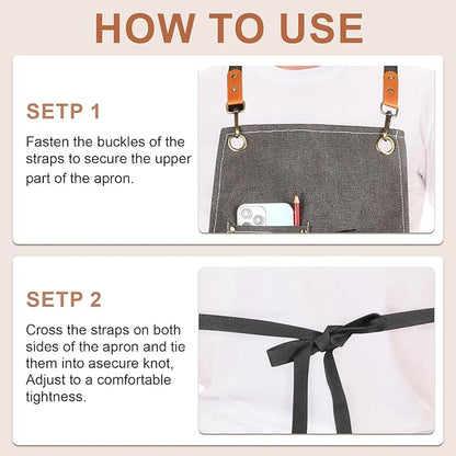 Multi-Functional Men's Tool Apron, Multi-Pocket Canvas Apron, Woodworking, Mechanic, Blacksmith, Waiter Work Apron