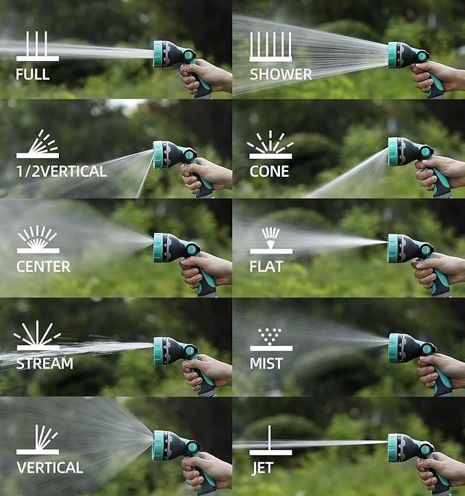 Garden Hose Nozzle, Hose Sprayer Nozzle with 10 Patterns High Pressure Water Hose Nozzle with Thumb Control, ABS Hand Spray Comfortable Grip for Outdoor Watering Plants & Lawns, Washing Cars & Pets