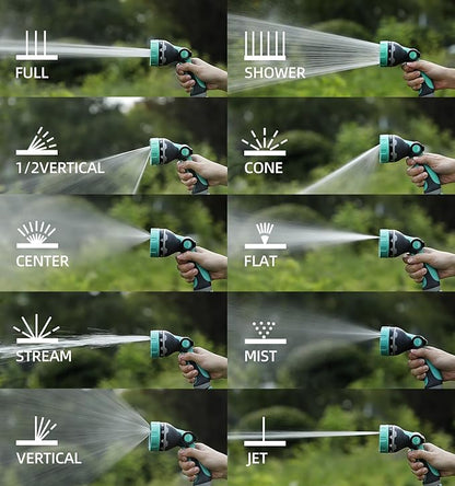 Garden Hose Nozzle, Hose Sprayer Nozzle with 10 Patterns High Pressure Water Hose Nozzle with Thumb Control, ABS Hand Spray Comfortable Grip for Outdoor Watering Plants & Lawns, Washing Cars & Pets