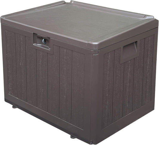 TARKARI Premium Pro Edition 35 Gallon Lockable Resin Deck Box, Waterproof & UV-Resistant Outdoor Storage Box for Outdoor Storage, Garden Tools & Pool Accessories Storage, Brown