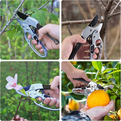 Ultra Sharp Germany Steel Pruning Shears - Cuts 3X Easier, Weak Hand Arthritis Snips, Rust-Resistant, Effortlessly 1-Inch Cut Capacity Garden Scissors, Ergonomic Handle (Black)