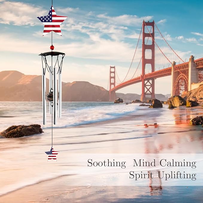 Wind Chimes for Outside 24" Wind Chime Outdoor Veteran Gifts for Home Patio Outdoor Windchimes Outdoors Small Wind Chimes for Outside -Christmas Birthday,