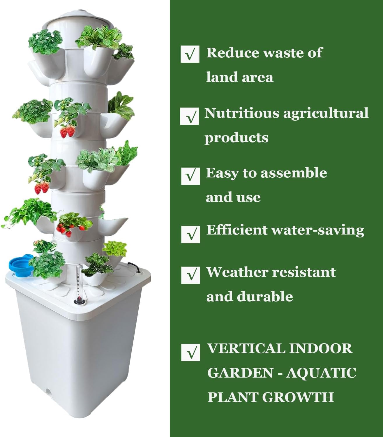 5 Layer 25 Pots Vertical Hydroponic Tower System, Hydroponic Grow Tower Kit with Water Pump & Timer Including & Smart Plug, for Vegetable Herb Fruit, Gardening Lover Plants Grow Kit Tower