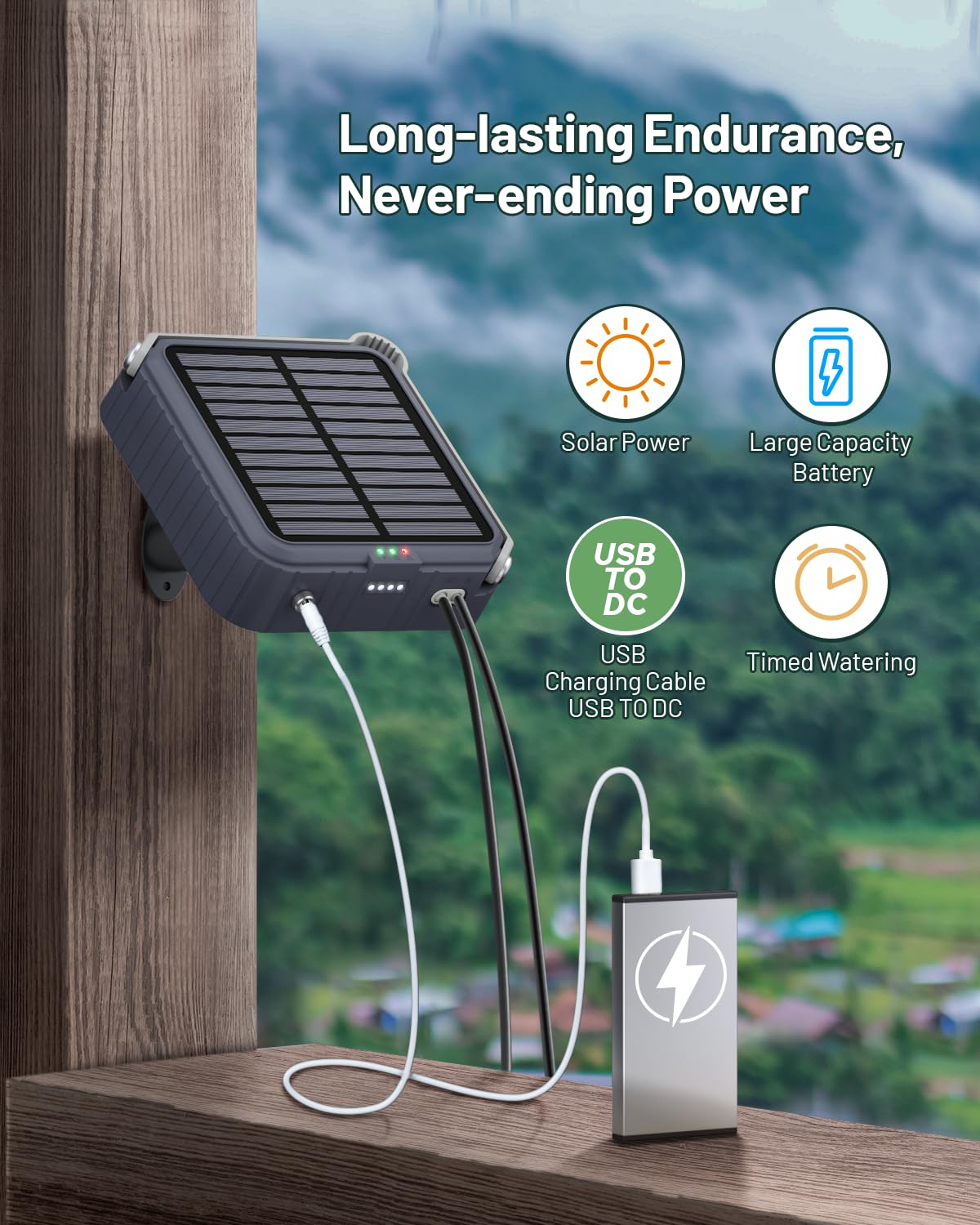 Solar Automatic Drip Irrigation System, Harness Sunshine or External Power for Indoor and Outdoor Use, Rain or Shine! Anti-Siphoning, Supports Up to 15 Potted Plants, User-Friendly Design. (Gray-1pcs)