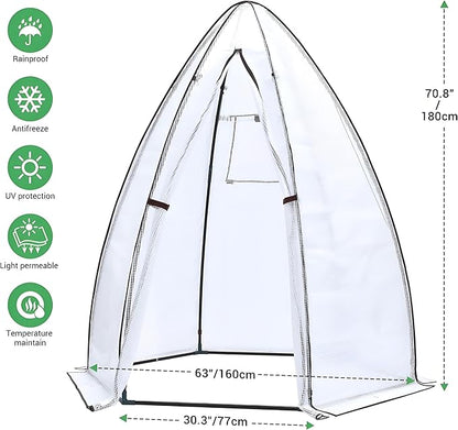 Portable Greenhouse for Outsides, Ohuhu Heavy Duty Green House Tent with Durable PE Cover, Garden Plant Protector with Zippered Door Mesh Window for Vegetables Flowers Fruits Herbs, 63x54x71 Inch