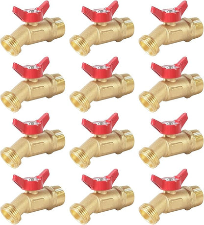 12 Pack Hose Bibb Brass Ball Valve, 3/4" Male NPT Inlet x 3/4" Male GHT Threaded Garden Hose Outlet Connector, 1/4-Turn Sillcock Water Spigot Hose Bibb Valve (3/4" x 3/4")