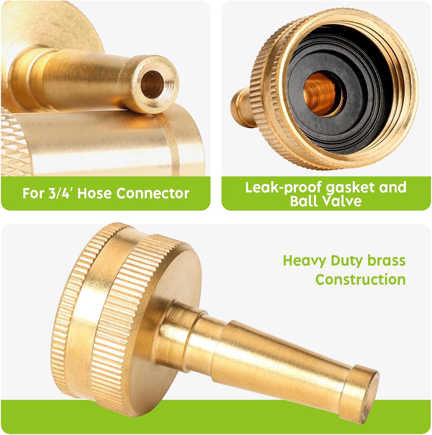 2" Jet Sweeper Brass Nozzle for Garden Hose, Heavy-Duty Solid Brass Hose Nozzles with 3/4" GHT Inlet, High-Pressure Jet Stream, Leak-Resistant, Includes 2 Rubber Washers