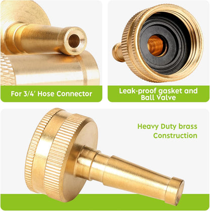 2" Jet Sweeper Brass Nozzle for Garden Hose, Heavy-Duty Solid Brass Hose Nozzles with 3/4" GHT Inlet, High-Pressure Jet Stream, Leak-Resistant, Includes 2 Rubber Washers