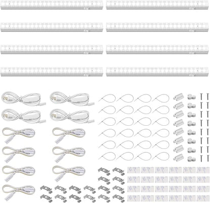 Barrina Grow Lights for Indoor Plants, 1ft Plant Lights for Indoor Growing, 5000K White Full Spectrum Grow Light, Individual Switch, T5 Grow Light Strip, Plug and Play, 8-Pack