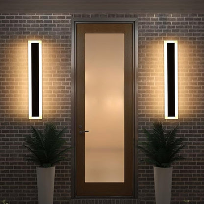 Upgrade Widened 2 Pack Modern Outdoor Wall Light Fixture, 23.6inch Long Linear LED Sconces, 3 Color 3000K/4500K/6000K, IP65 Waterproof, 24W, White Acrylic, Exterior Lighting for House, Patio, Garage