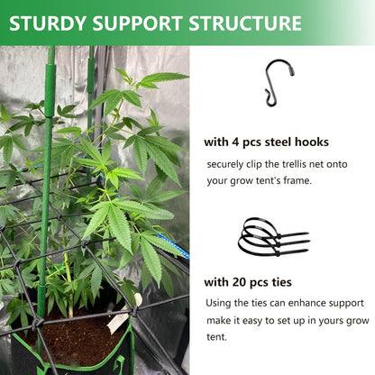 Elastic Netting with Hooks, Heavy-Duty Trellis Support for Indoor Plants, Gardening