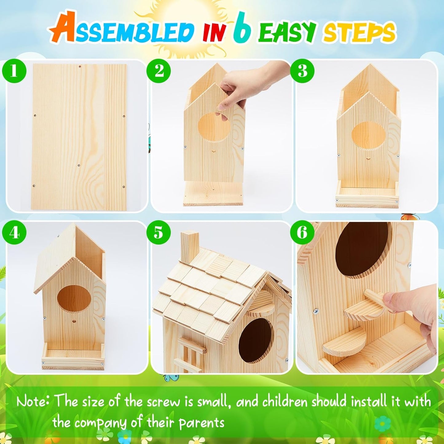 Liliful 2 Pack DIY Unfinished Wooden Birdhouse Craft Wooden Painting Kit with Paint and Paintbrushes for Boy or Girl Classroom Activity and Christmas Kids Craft Gifts(Modern Style)